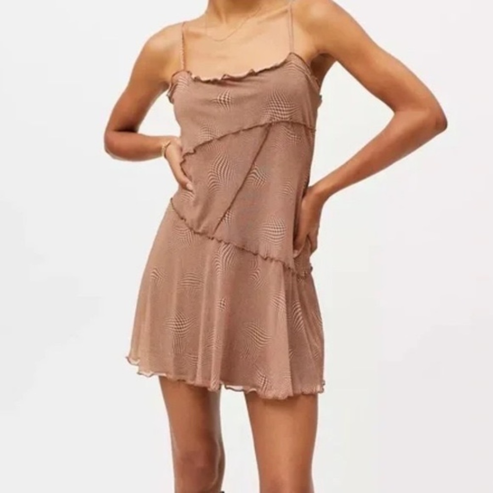 UO Mocie mesh patched mini slip dress EUC